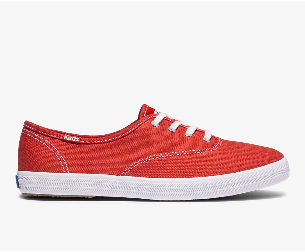 Basket Keds Femme Rouge - Champion Organic Cotton Toile - 849-AIVWDM